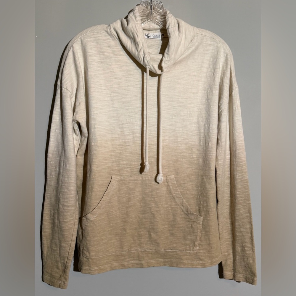 Carve Designs Bodie Funnel Neck top in Light Khaki Ombre XSmall